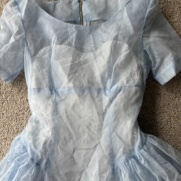 Vintage 1950s Pale Blue Chiffon Prom Dress ๐ Rockabilly Cupcake Party S - Picture 2 of 16